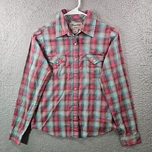 Wranglers by‎ Wrangler Women's Plaid Long Sleeve Western Snap Shirt Size S